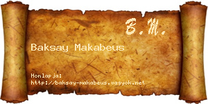 Baksay Makabeus névjegykártya